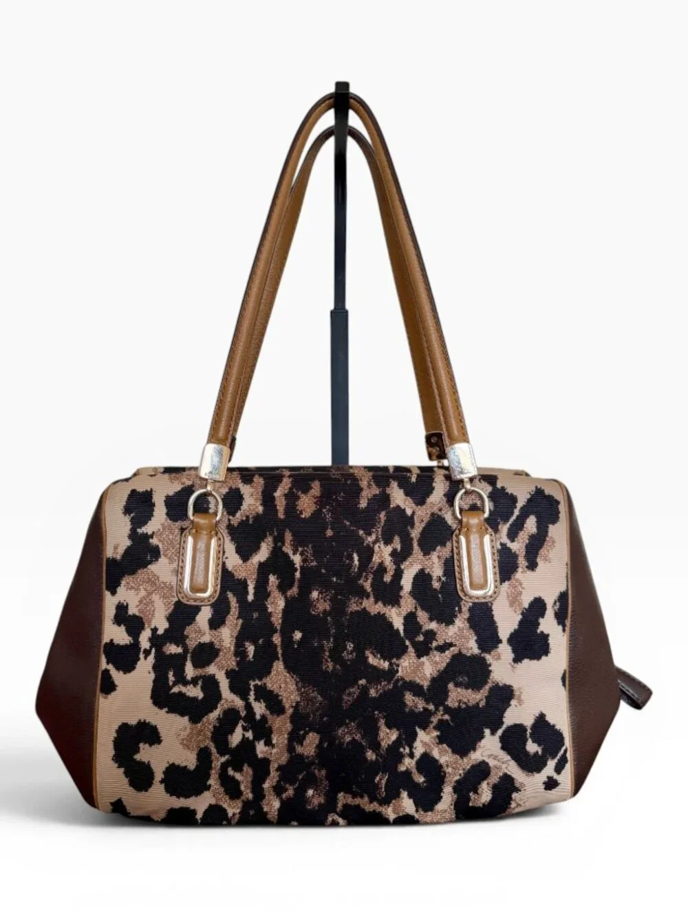Coach Madison Ocelot Leopard Satchel Crossbody 25642 Brown Canvas Leather EUC - Picture 7 of 13